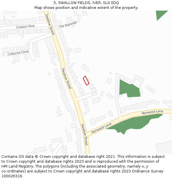 5, SWALLOW FIELDS, IVER, SL0 0DQ: Location map and indicative extent of plot