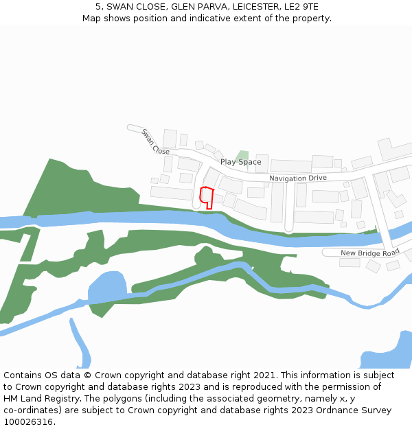 5, SWAN CLOSE, GLEN PARVA, LEICESTER, LE2 9TE: Location map and indicative extent of plot