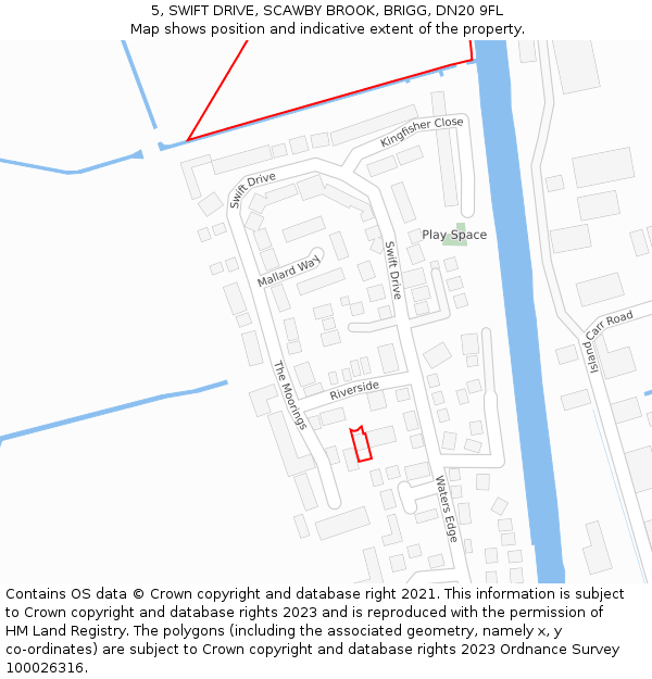 5, SWIFT DRIVE, SCAWBY BROOK, BRIGG, DN20 9FL: Location map and indicative extent of plot