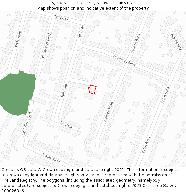 5, SWINDELLS CLOSE, NORWICH, NR5 0NP: Location map and indicative extent of plot