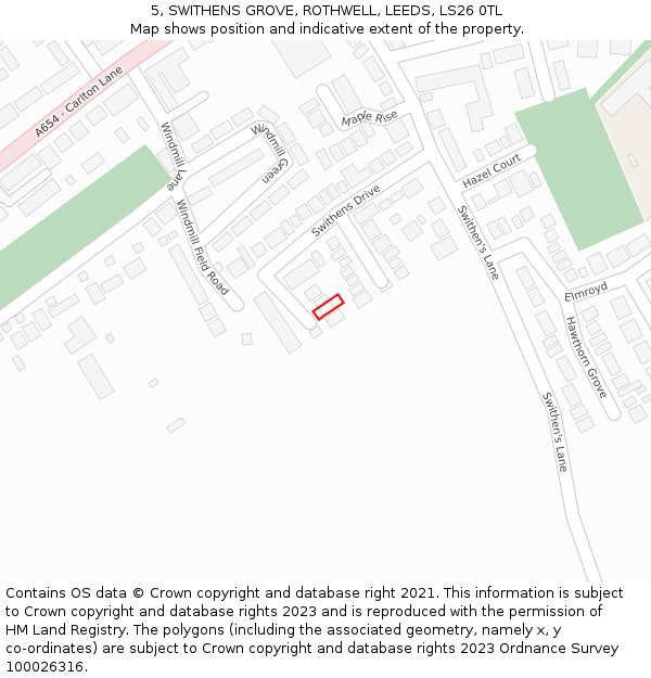 5, SWITHENS GROVE, ROTHWELL, LEEDS, LS26 0TL: Location map and indicative extent of plot