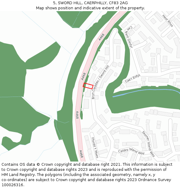 5, SWORD HILL, CAERPHILLY, CF83 2AG: Location map and indicative extent of plot