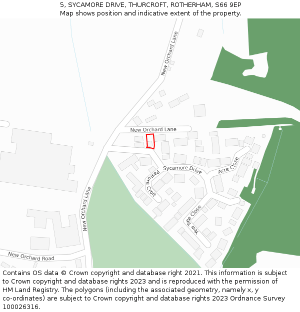 5, SYCAMORE DRIVE, THURCROFT, ROTHERHAM, S66 9EP: Location map and indicative extent of plot