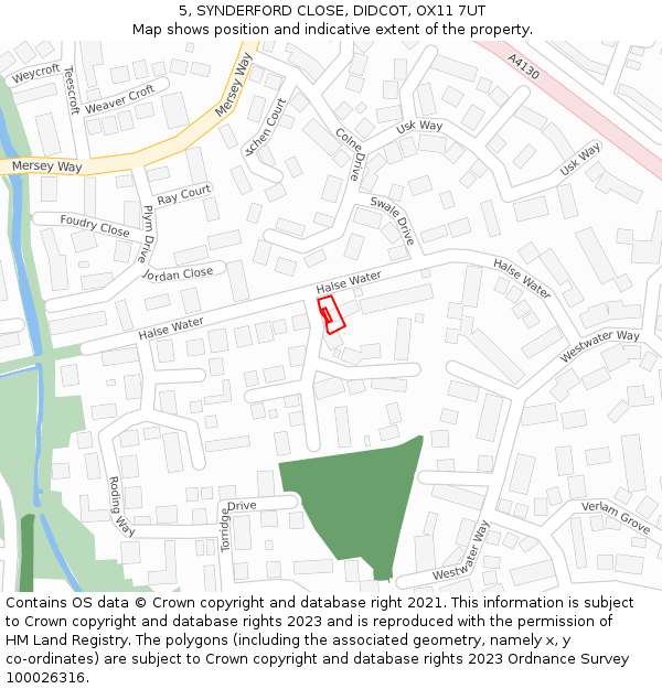 5, SYNDERFORD CLOSE, DIDCOT, OX11 7UT: Location map and indicative extent of plot