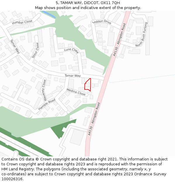 5, TAMAR WAY, DIDCOT, OX11 7QH: Location map and indicative extent of plot