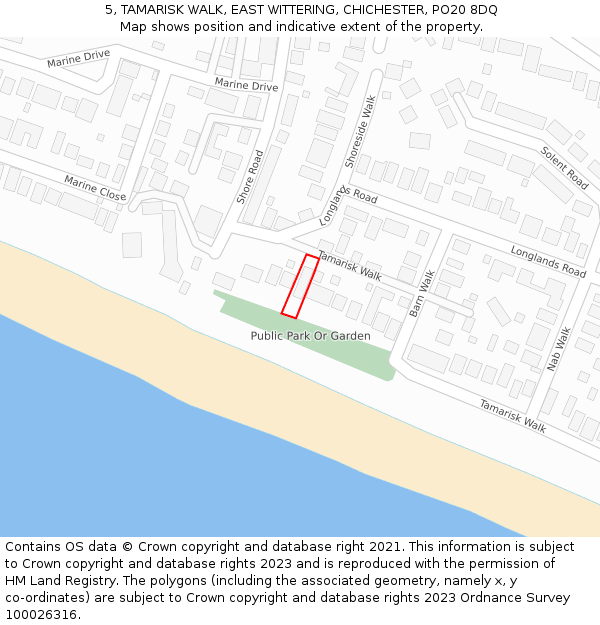 5, TAMARISK WALK, EAST WITTERING, CHICHESTER, PO20 8DQ: Location map and indicative extent of plot