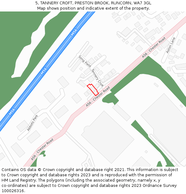 5, TANNERY CROFT, PRESTON BROOK, RUNCORN, WA7 3GL: Location map and indicative extent of plot