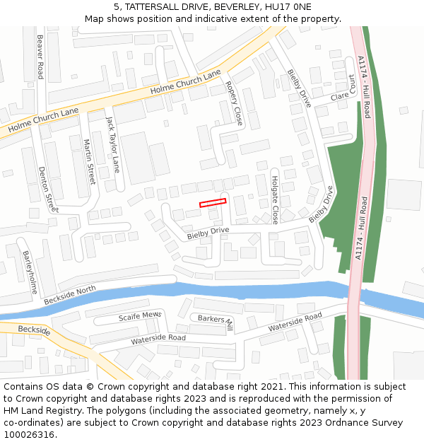 5, TATTERSALL DRIVE, BEVERLEY, HU17 0NE: Location map and indicative extent of plot