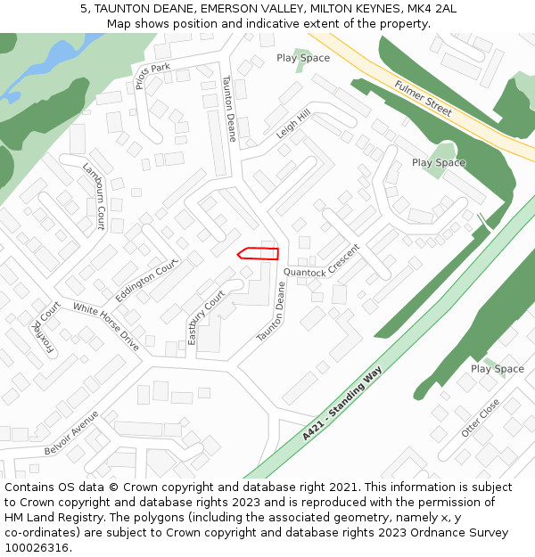 5, TAUNTON DEANE, EMERSON VALLEY, MILTON KEYNES, MK4 2AL: Location map and indicative extent of plot