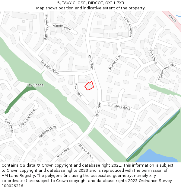 5, TAVY CLOSE, DIDCOT, OX11 7XR: Location map and indicative extent of plot
