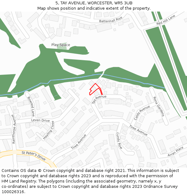 5, TAY AVENUE, WORCESTER, WR5 3UB: Location map and indicative extent of plot