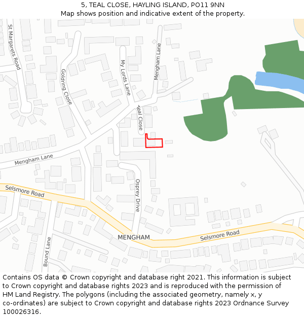 5, TEAL CLOSE, HAYLING ISLAND, PO11 9NN: Location map and indicative extent of plot