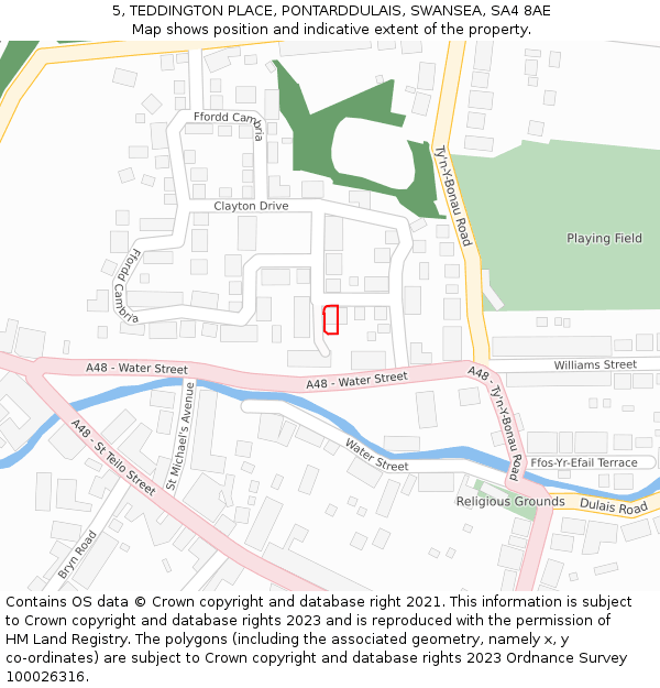 5, TEDDINGTON PLACE, PONTARDDULAIS, SWANSEA, SA4 8AE: Location map and indicative extent of plot