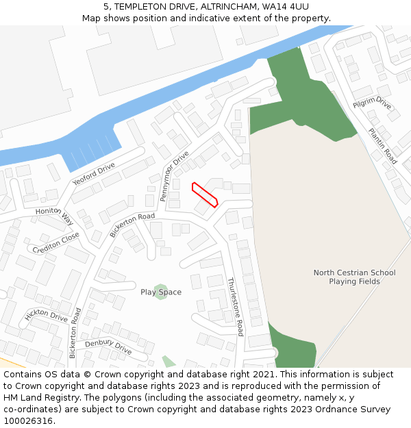 5, TEMPLETON DRIVE, ALTRINCHAM, WA14 4UU: Location map and indicative extent of plot