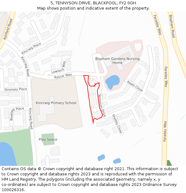 5, TENNYSON DRIVE, BLACKPOOL, FY2 0GH: Location map and indicative extent of plot