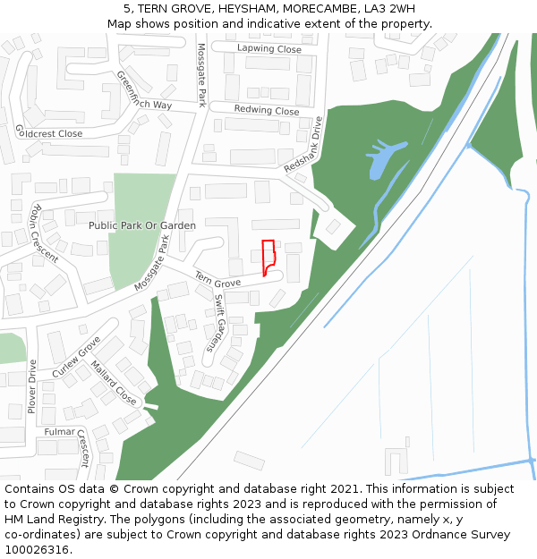 5, TERN GROVE, HEYSHAM, MORECAMBE, LA3 2WH: Location map and indicative extent of plot