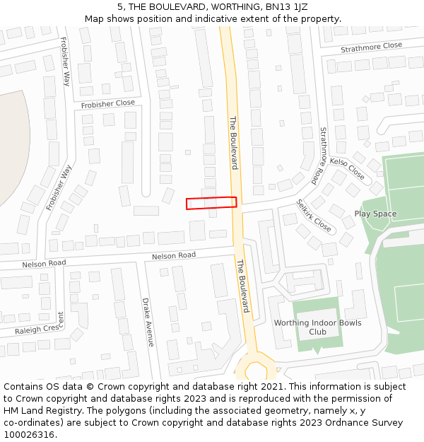 5, THE BOULEVARD, WORTHING, BN13 1JZ: Location map and indicative extent of plot