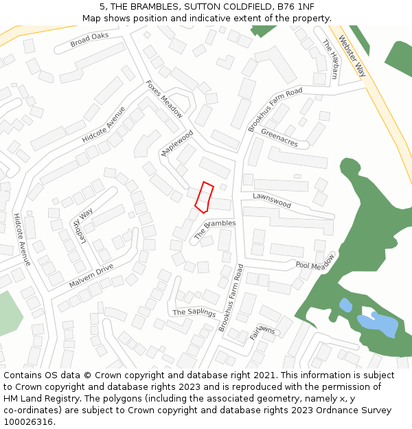 5, THE BRAMBLES, SUTTON COLDFIELD, B76 1NF: Location map and indicative extent of plot