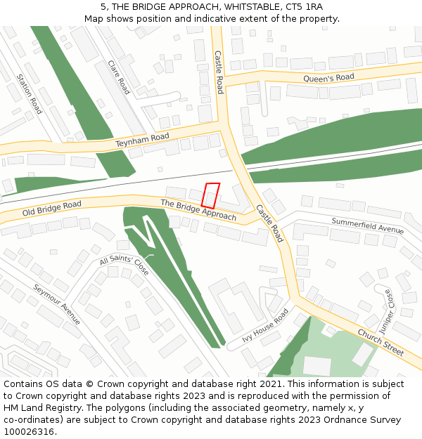 5, THE BRIDGE APPROACH, WHITSTABLE, CT5 1RA: Location map and indicative extent of plot