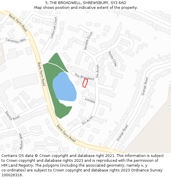 5, THE BROADWELL, SHREWSBURY, SY3 6AD: Location map and indicative extent of plot