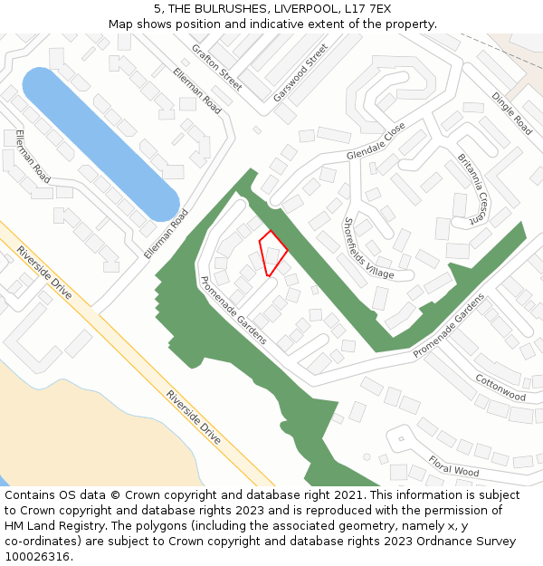 5, THE BULRUSHES, LIVERPOOL, L17 7EX: Location map and indicative extent of plot