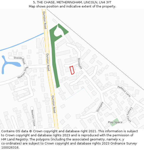 5, THE CHASE, METHERINGHAM, LINCOLN, LN4 3YT: Location map and indicative extent of plot
