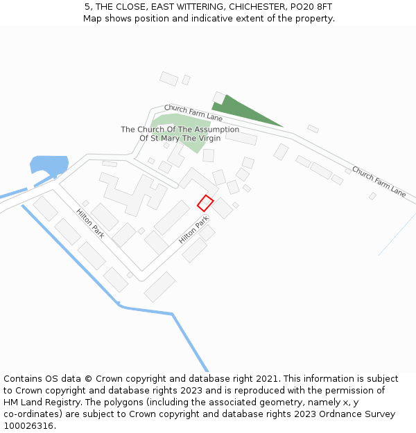 5, THE CLOSE, EAST WITTERING, CHICHESTER, PO20 8FT: Location map and indicative extent of plot