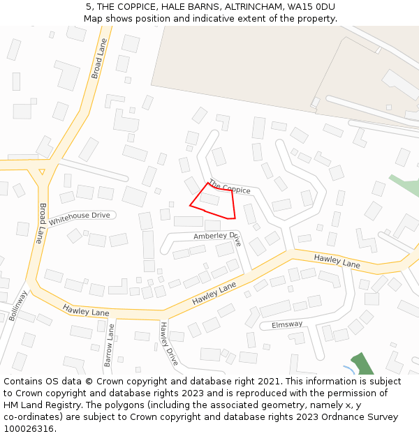 5, THE COPPICE, HALE BARNS, ALTRINCHAM, WA15 0DU: Location map and indicative extent of plot