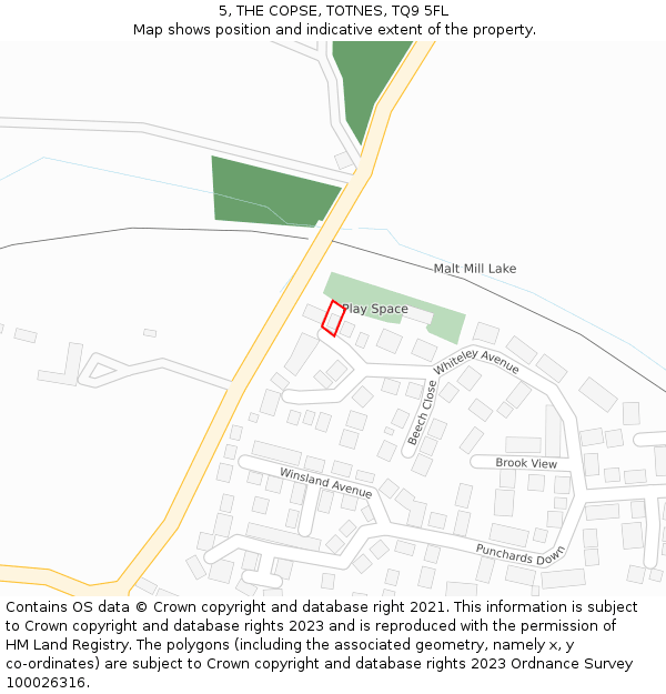 5, THE COPSE, TOTNES, TQ9 5FL: Location map and indicative extent of plot