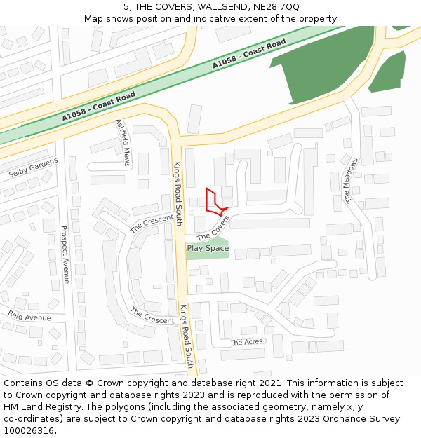 5, THE COVERS, WALLSEND, NE28 7QQ: Location map and indicative extent of plot