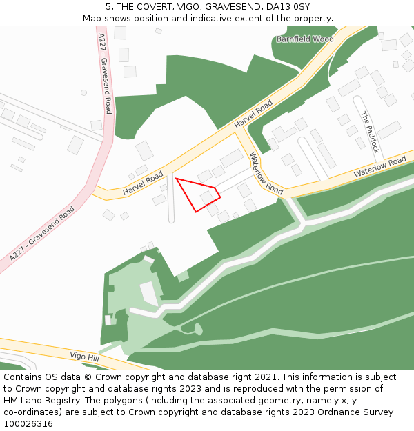 5, THE COVERT, VIGO, GRAVESEND, DA13 0SY: Location map and indicative extent of plot