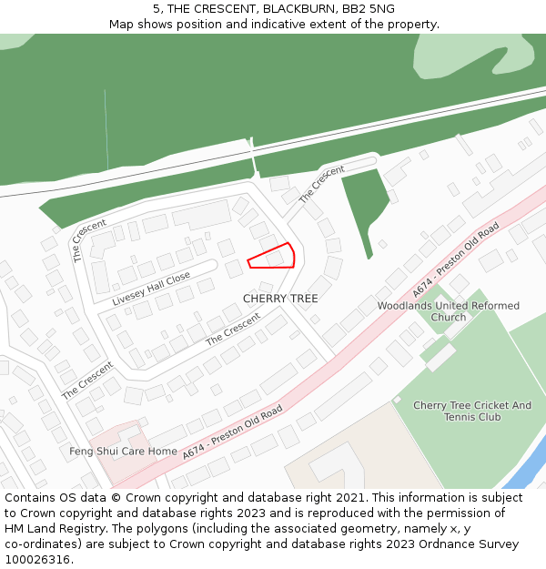 5, THE CRESCENT, BLACKBURN, BB2 5NG: Location map and indicative extent of plot