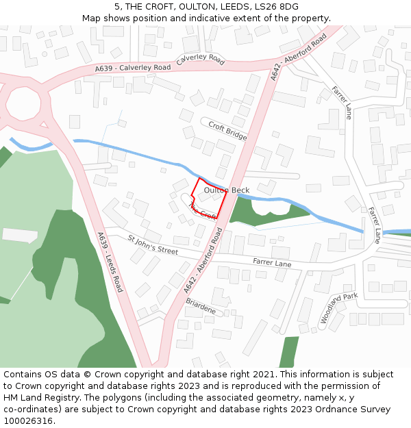 5, THE CROFT, OULTON, LEEDS, LS26 8DG: Location map and indicative extent of plot