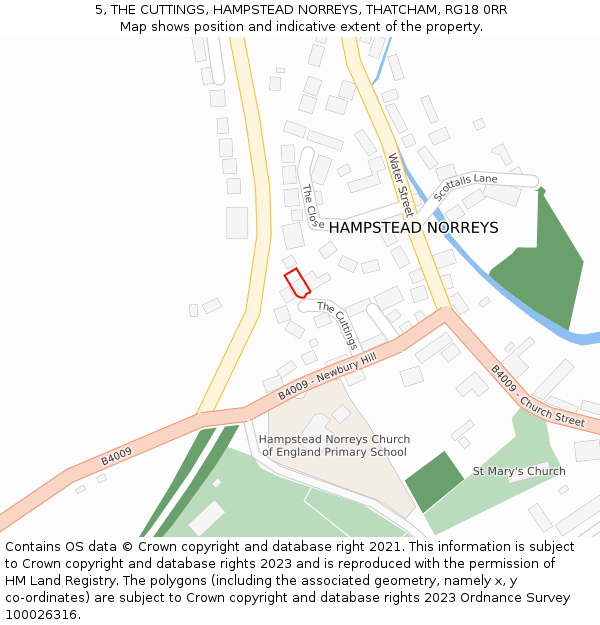 5, THE CUTTINGS, HAMPSTEAD NORREYS, THATCHAM, RG18 0RR: Location map and indicative extent of plot