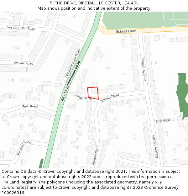 5, THE DRIVE, BIRSTALL, LEICESTER, LE4 4BL: Location map and indicative extent of plot