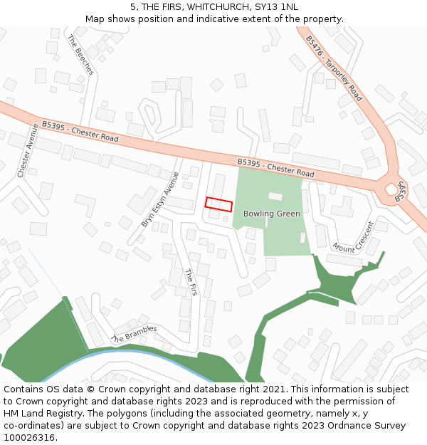 5, THE FIRS, WHITCHURCH, SY13 1NL: Location map and indicative extent of plot