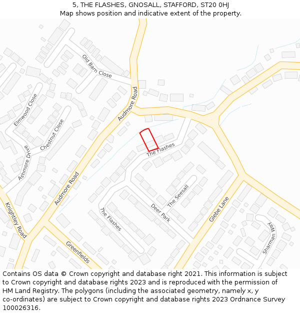 5, THE FLASHES, GNOSALL, STAFFORD, ST20 0HJ: Location map and indicative extent of plot