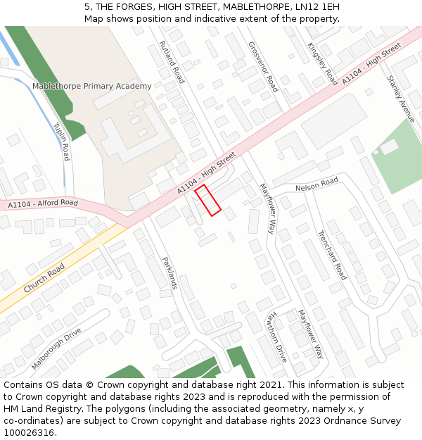 5, THE FORGES, HIGH STREET, MABLETHORPE, LN12 1EH: Location map and indicative extent of plot