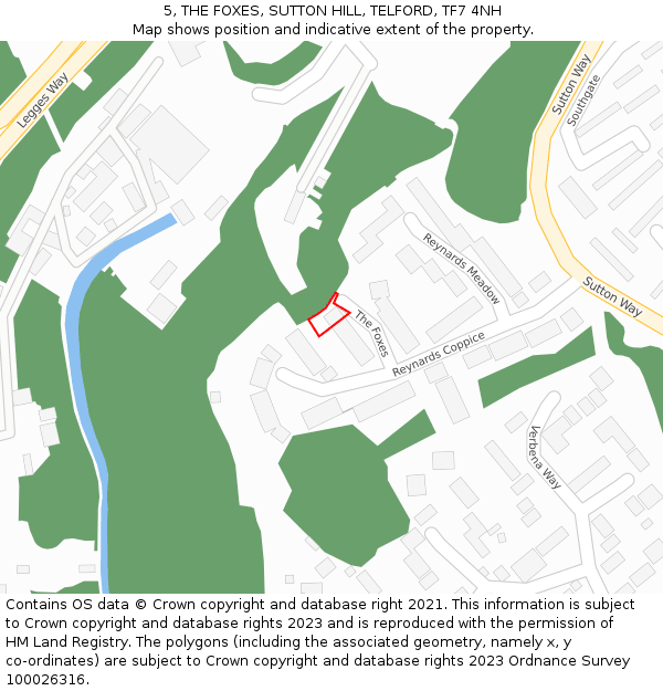 5, THE FOXES, SUTTON HILL, TELFORD, TF7 4NH: Location map and indicative extent of plot