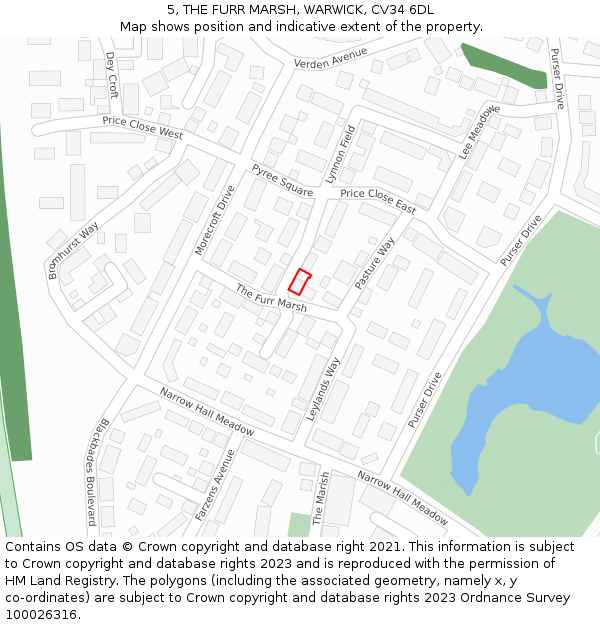 5, THE FURR MARSH, WARWICK, CV34 6DL: Location map and indicative extent of plot