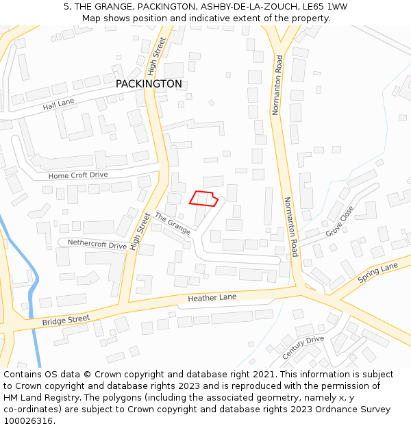 5, THE GRANGE, PACKINGTON, ASHBY-DE-LA-ZOUCH, LE65 1WW: Location map and indicative extent of plot