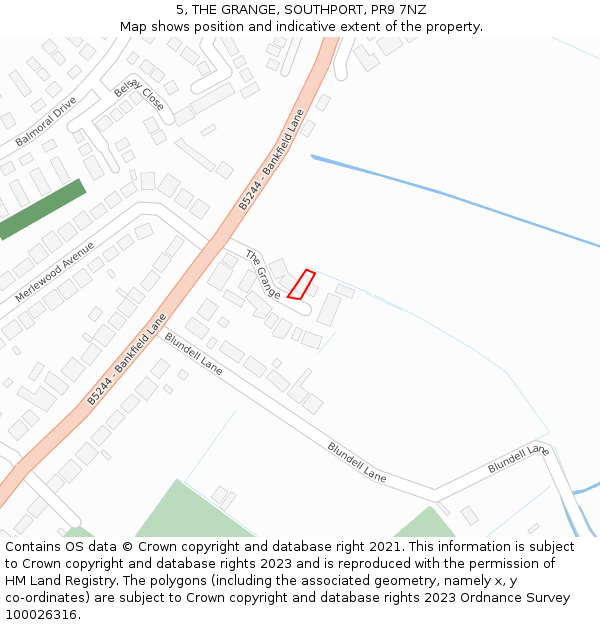 5, THE GRANGE, SOUTHPORT, PR9 7NZ: Location map and indicative extent of plot