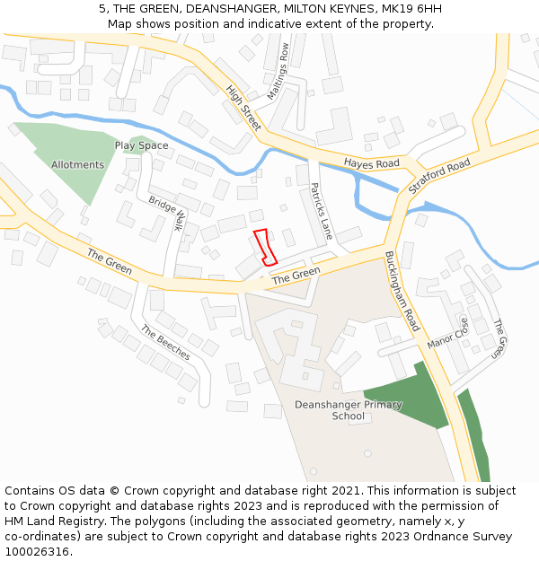 5, THE GREEN, DEANSHANGER, MILTON KEYNES, MK19 6HH: Location map and indicative extent of plot