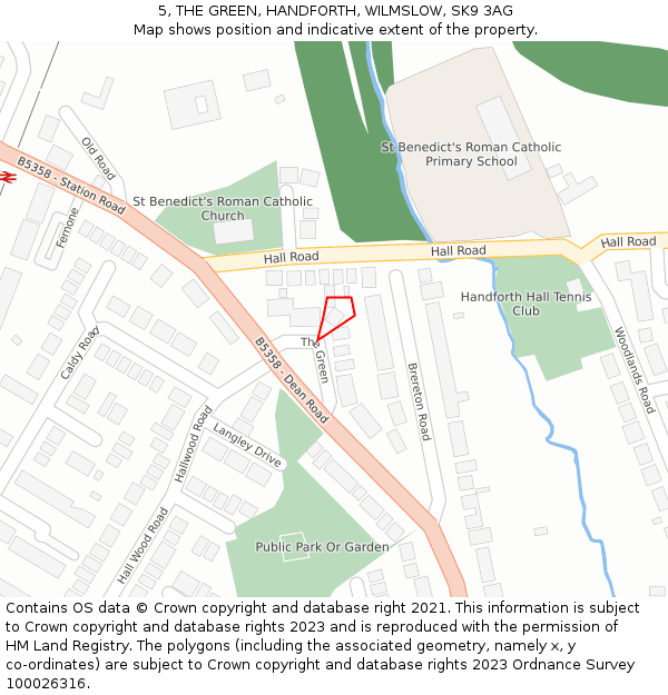 5, THE GREEN, HANDFORTH, WILMSLOW, SK9 3AG: Location map and indicative extent of plot