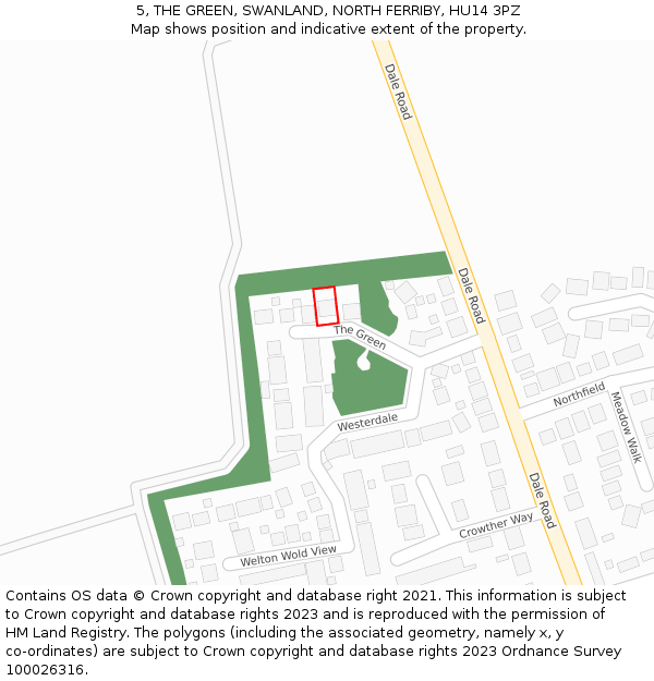 5, THE GREEN, SWANLAND, NORTH FERRIBY, HU14 3PZ: Location map and indicative extent of plot