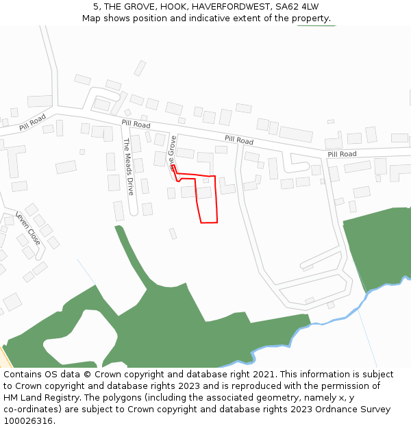 5, THE GROVE, HOOK, HAVERFORDWEST, SA62 4LW: Location map and indicative extent of plot