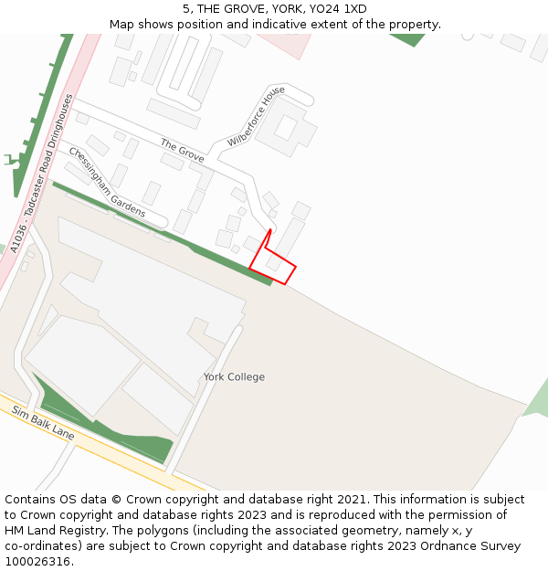 5, THE GROVE, YORK, YO24 1XD: Location map and indicative extent of plot