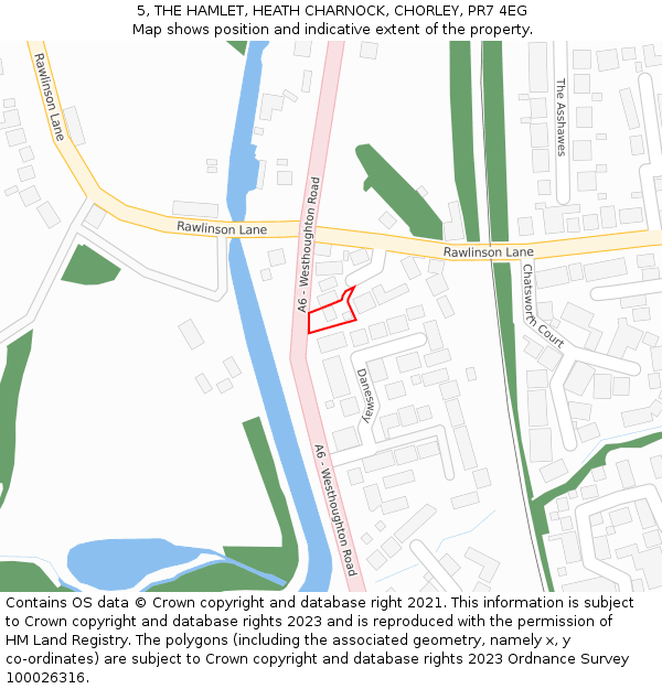 5, THE HAMLET, HEATH CHARNOCK, CHORLEY, PR7 4EG: Location map and indicative extent of plot