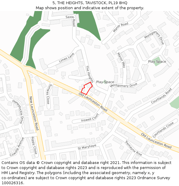 5, THE HEIGHTS, TAVISTOCK, PL19 8HQ: Location map and indicative extent of plot