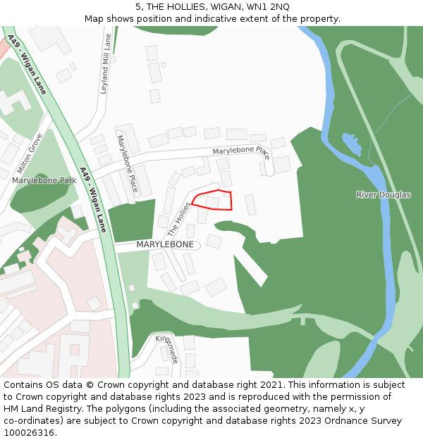 5, THE HOLLIES, WIGAN, WN1 2NQ: Location map and indicative extent of plot